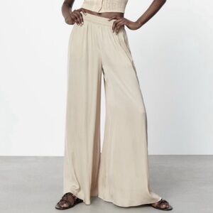 Zara Cream Wide Leg Pants